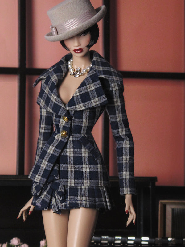 Plaid Statement Collar Jacket and Skirt Set for Fashion Royalty, Nu Face, Poppy Parker