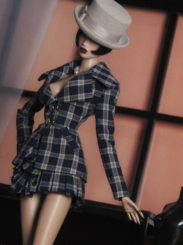 Plaid Statement Collar Jacket and Skirt Set for Fashion Royalty, Nu Face, Poppy Parker