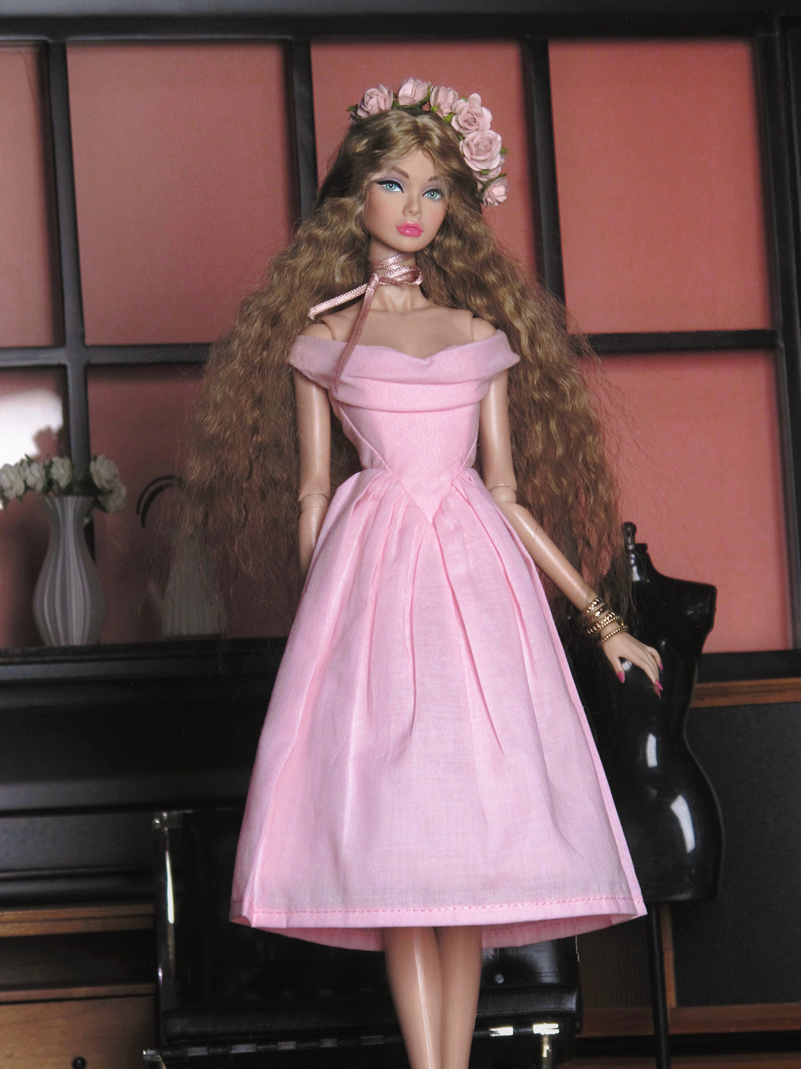 Draped Cowl Neck Midi Dress for Fashion Royalty, Nu Face, Poppy Parker