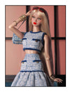 Blue Tweed Crop Top and Flared Skirt Set for Fashion Royalty, Nu Face, Poppy Parker