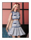 Blue Tweed Crop Top and Flared Skirt Set for Fashion Royalty, Nu Face, Poppy Parker