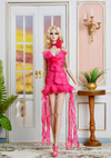 Ruffle Rosette Mini Dress