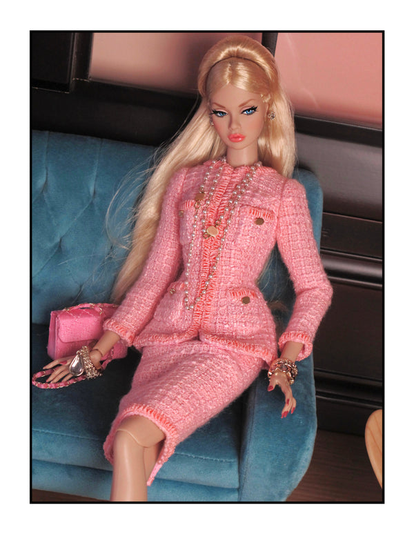 Pink Tweed Jacket and Pencil Skirt Set for Fashion Royalty, Nu Face, Poppy Parker