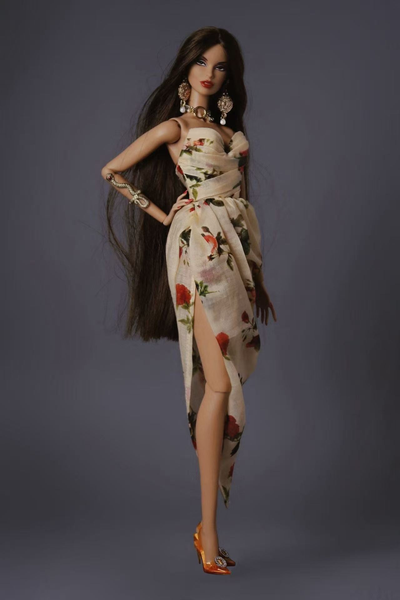 Floral Strapless Midi Dress for Fashion Royalty, Nu Face, Poppy Parker