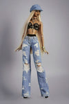 Distressed Denim Wide-Leg Pants for Fashion Royalty, Nu Face, Poppy Parker