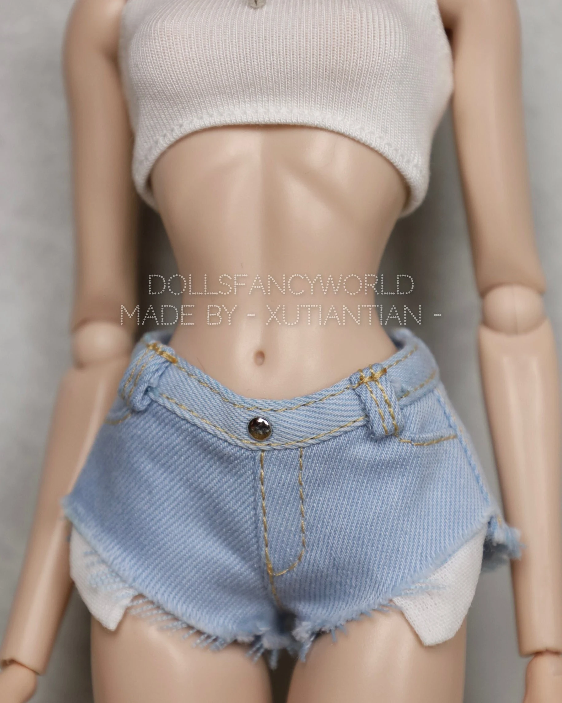 Denim Shorts With Pockets for Fashion Royalty, Nu Face, Poppy Parker