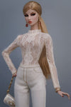 White Elastic Lace Bodysuit for Fashion Royalty, Nu Face, Poppy Parker