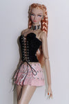 Black Lace-Up Corset Top for Fashion Royalty, Nu Face, Poppy Parker