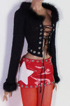 Red Patent Leather Star Detailed Mini Skirt for Fashion Royalty, Nu Face, Poppy Parker
