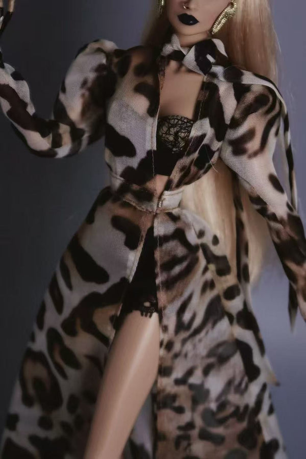 Leopard Print Long Coat Set for Fashion Royalty, Nu Face, Poppy Parker