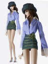 Blue Striped Button-Up Shirt for Fashion Royalty, Nu Face, Poppy Parker